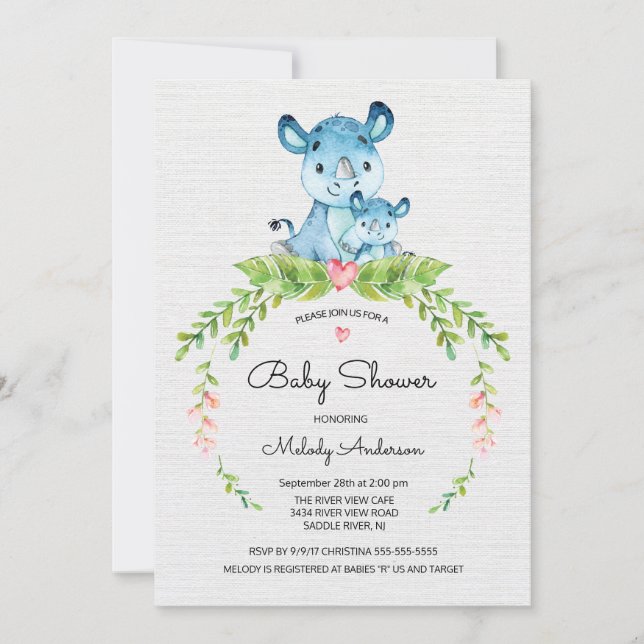 Invitación Baby Shower a la jungla de Safari dulce (Anverso)