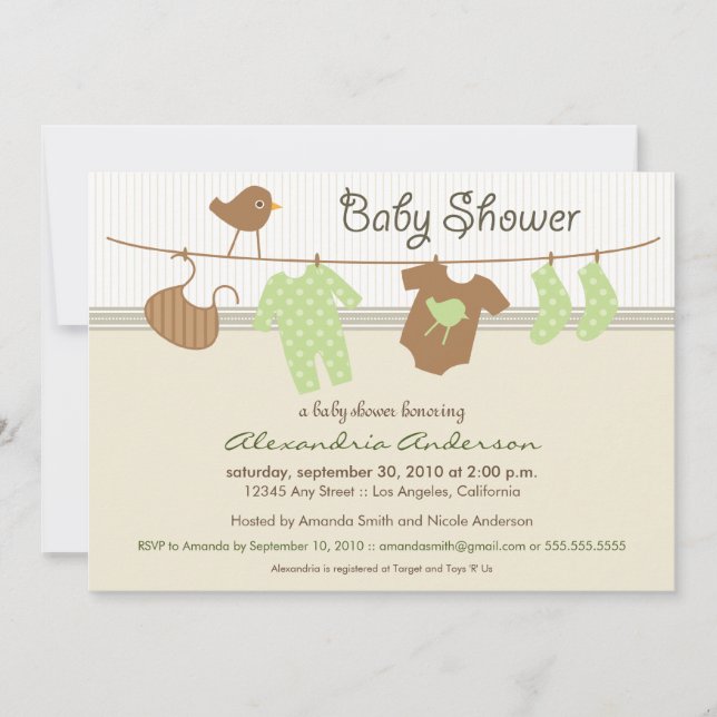 Invitación Baby Shower a la línea neutra de género (Anverso)