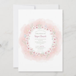 Invitación Baby Shower a la mariposa con flores de