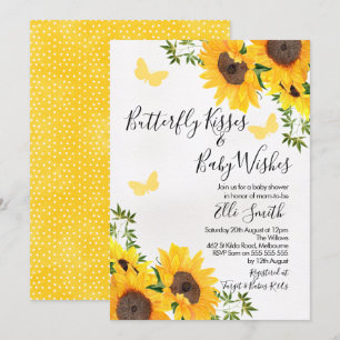 Invitación Baby Shower a la mariposa de girasol mo