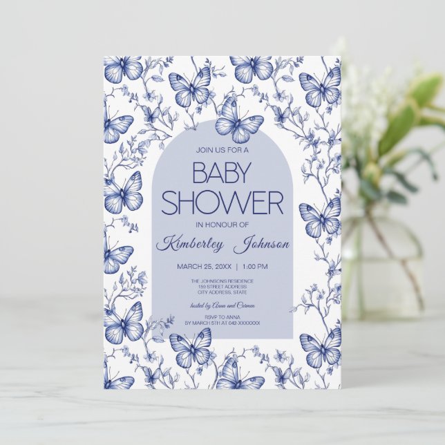Invitación Baby Shower a la mariposa de la Chinois (Anverso de pie)