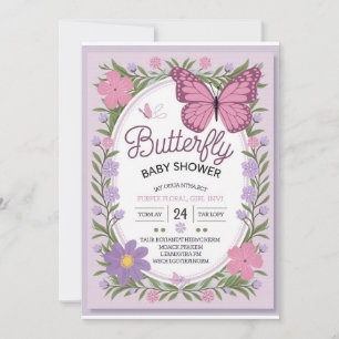 Invitación Baby Shower a la mariposa Elegante y
