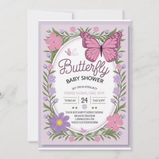 Invitación Baby Shower a la mariposa | Elegante y