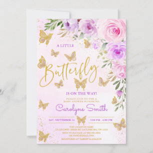 Invitación Baby Shower a la mariposa floral de Lav