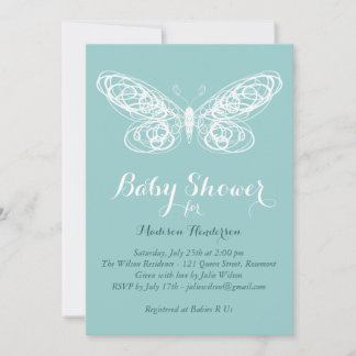 Invitación Baby Shower a la mariposa turquesa