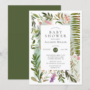 Invitación Baby Shower a la moderna vegetación