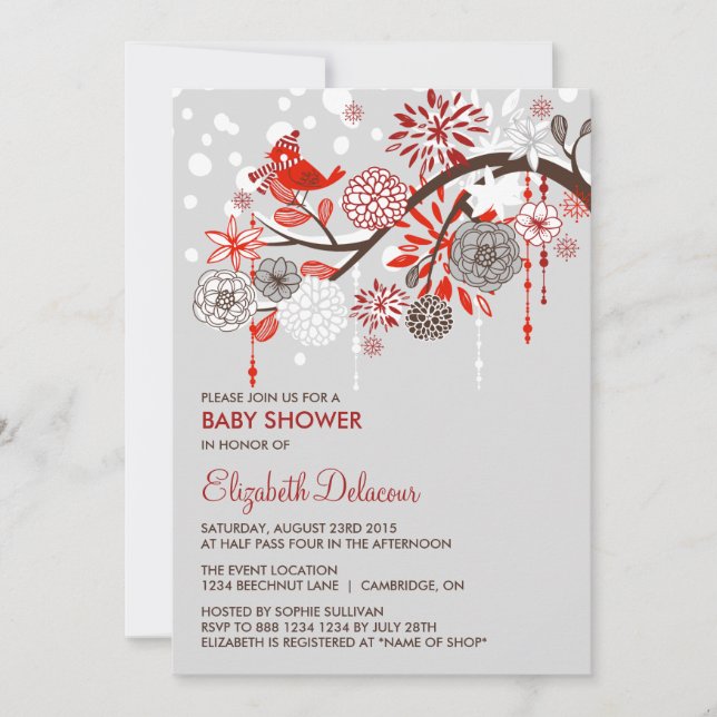 Invitación Baby Shower a la nieve de invierno sens (Anverso)