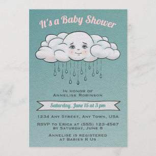 Invitación Baby Shower a la nube de dulce lluvia