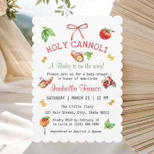 Invitación Baby Shower a la sagrada Cannoli italia