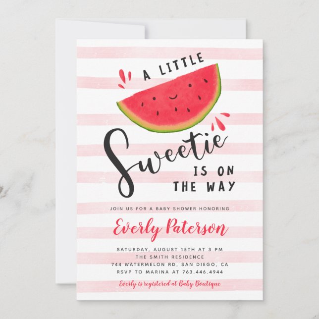 Invitación Baby Shower a la sandía (Anverso)