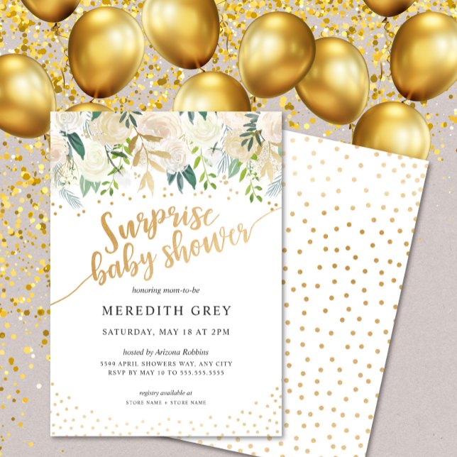 Invitación Baby Shower a la sorpresa de Floral bla (Subido por el creador)