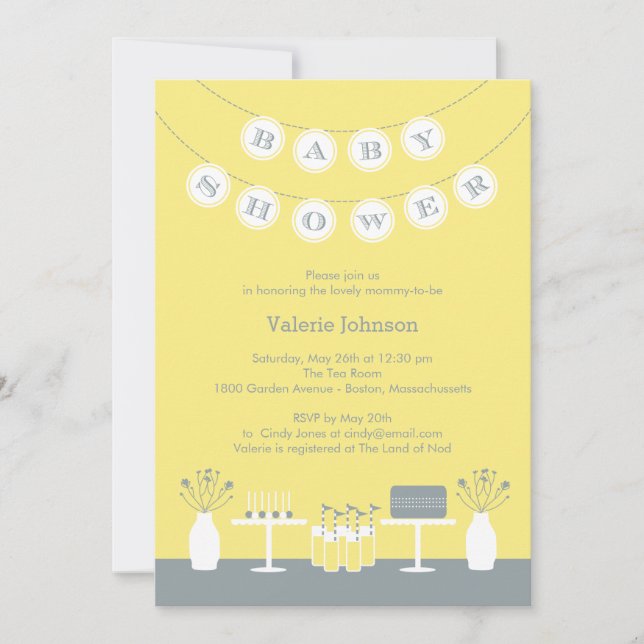 Invitación Baby Shower a la tabla dulce - Amarillo (Anverso)