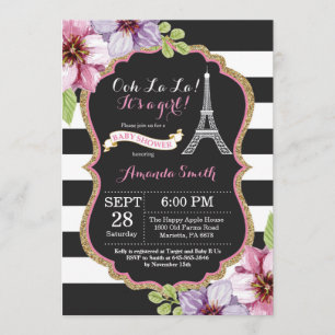 Invitación Baby Shower a la Torre Eiffel Francesa 