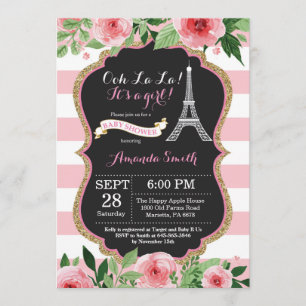 Invitación Baby Shower a la Torre Eiffel Francesa