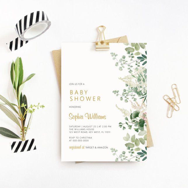 Invitación Baby Shower a la vegetación forestal (Subido por el creador)