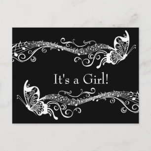 Invitación Baby Shower a las mariposas musicales n