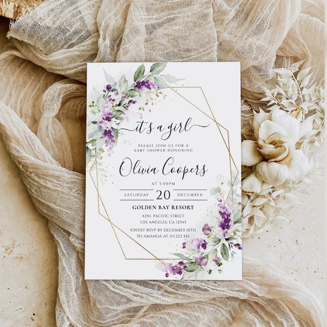 Invitación Baby Shower a Lavanda de color púrpura (Subido por el creador)