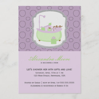 Invitación Baby Shower a Lavanda y Tub Lime