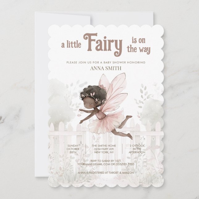 Invitación Baby Shower "A Little Fairy is on the Way" (Anverso)
