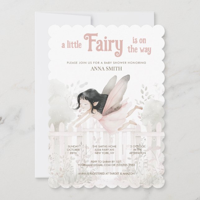 Invitación Baby Shower "A Little Fairy is on the Way" (Anverso)