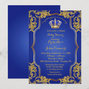 Invitación Baby Shower a Little Prince, oro, azul