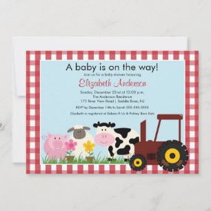 Invitación Baby Shower a los Animales Barnyard