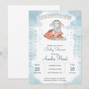 Invitación Baby Shower a los elefantes de moto acu