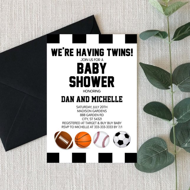 Invitación Baby Shower a los gemelos con temas dep (Subido por el creador)