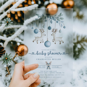 Invitación Baby Shower a los renos de invierno