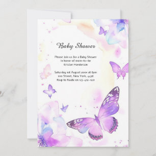 Invitación Baby Shower a mariposa acuarela