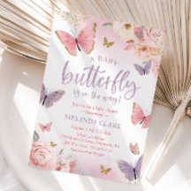 Invitación Baby Shower a mariposa, Baby Shower Chi