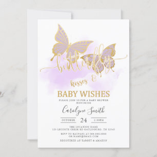 Invitación Baby Shower a mariposa morada
