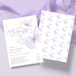 Invitación Baby Shower a mariposa morada