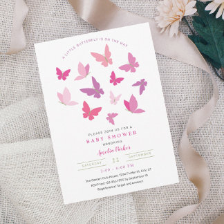 Invitación Baby Shower a mariposas de colores mode