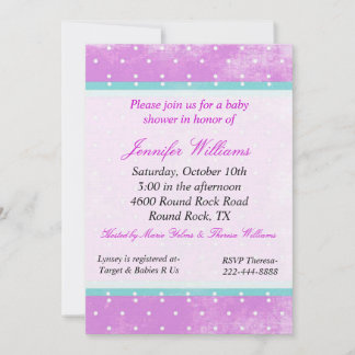 Invitación Baby Shower a morado y Aqua