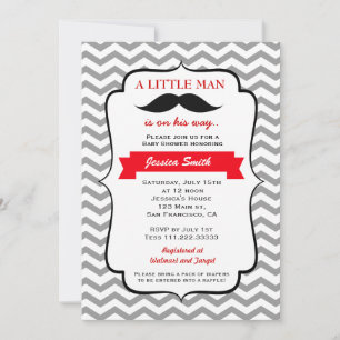 Invitación Baby Shower a Mustache Little Man