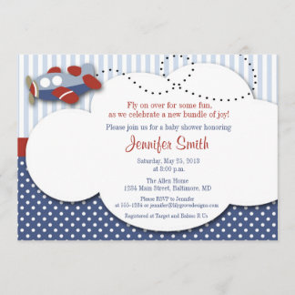 Invitación Baby Shower a Nube de Aviones 1
