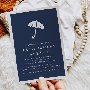 Invitación Baby Shower a paraguas de la marina mod