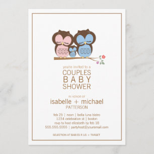Invitación Baby Shower a Parejas de Lechuza Cuta