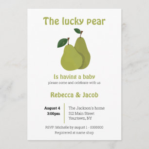 Invitación Baby Shower a parejas de pera afortunad