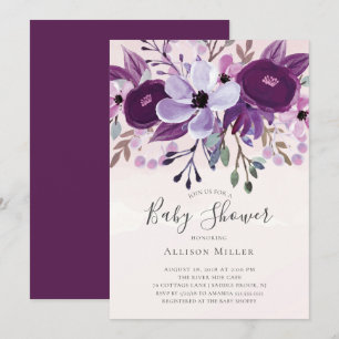 Invitación Baby Shower a Purple Wildflowers