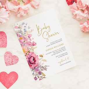 Invitación Baby Shower a Purple Wildflowers