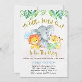 Invitación Baby Shower a Safari Wild One Watercolo