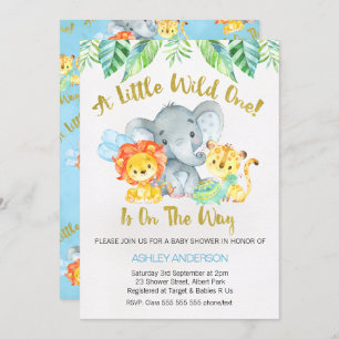 Invitación Baby Shower a Safari Wild One Watercolo
