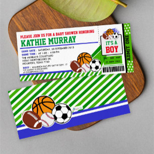 Invitación Baby Shower a Sport Ticket Pass