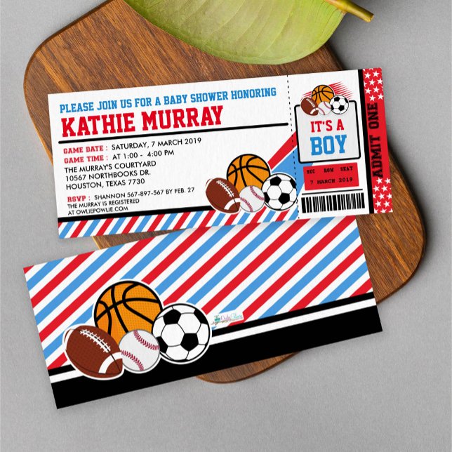 Invitación Baby Shower a Sport Ticket Pass (Subido por el creador)