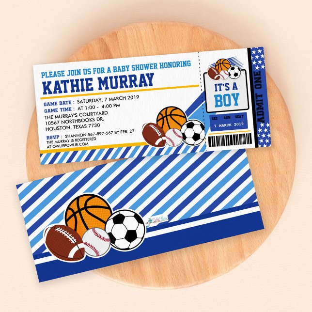 Invitación Baby Shower a Sport Ticket Pass (Subido por el creador)