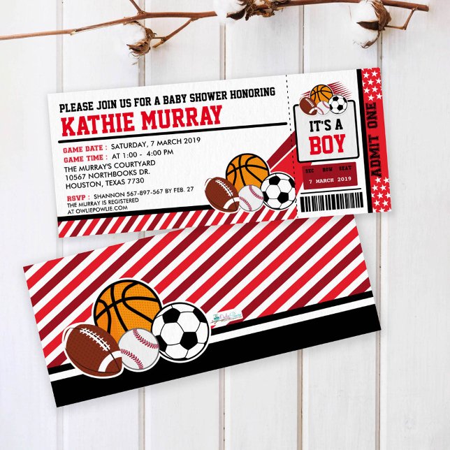 Invitación Baby Shower a Sport Ticket Pass (Subido por el creador)