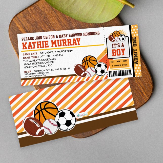 Invitación Baby Shower a Sport Ticket Pass (Subido por el creador)