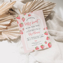Invitación Baby Shower a Strawberry Berry Sweet Bo